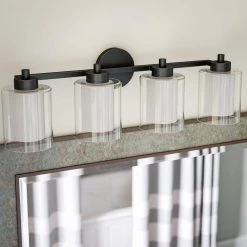 Oneonta 28.75 in. 4-Light Black Vanity Light by Manor Brook 9 Oneonta 28.75 in. 4-Light Black Vanity Light by Manor Brook -Brightech Sales black manor brook vanity lighting mb100530 4f 1000