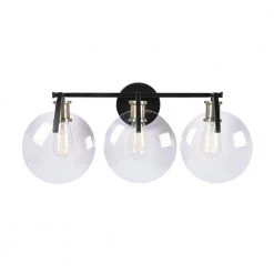 10 in. 3-Light Fisher Round/Oval Black Vanity Light by Manor Brook