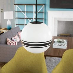 Flagler 1-light Black Striped Pendant with White Milk Glass Shade by Manor Brook -Brightech Sales black striped manor brook chandeliers mb100624 4f 1000