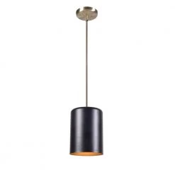 11 in. Ponder 1-Light Mini Pendant Chandelier Dome Black by Manor Brook