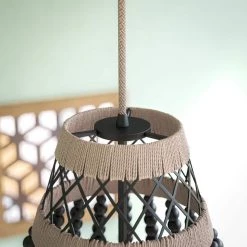 Serritt 26.375 in. 3-Light Pendant Black with Rope Accents by Manor Brook -Brightech Sales black with rope accents manor brook chandeliers mb100661 1f 1000