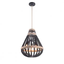 Serritt 26.375 in. 3-Light Pendant Black with Rope Accents by Manor Brook
