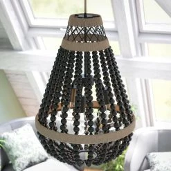 Serritt 26.375 in. 3-Light Pendant Black with Rope Accents by Manor Brook -Brightech Sales black with rope accents manor brook chandeliers mb100661 76 1000