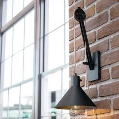 Perio 1-Light Indoor Wall Pulley Lante by Manor Brook -Brightech Sales black with rope manor brook wall sconces mb100701 4f 1000