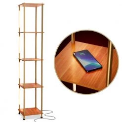 Aria 63 in. Brass Standing Shelf Lamp by Brightech