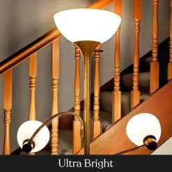 Sky Dome Double 72 in. Brass Torchiere LED Floor Lamp with 2 Adjustable Arms by Brightech -Brightech Sales brass brightech floor lamps fl dme2 brs 44 1000