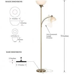 Sky Dome Plus 72 in. Brass Torchiere LED Floor Lamp with 1 Adjustable Arm by Brightech 10 Sky Dome Plus 72 in. Brass Torchiere LED Floor Lamp with 1 Adjustable Arm by Brightech -Brightech Sales brass brightech floor lamps fl dmepl brs 4f 1000