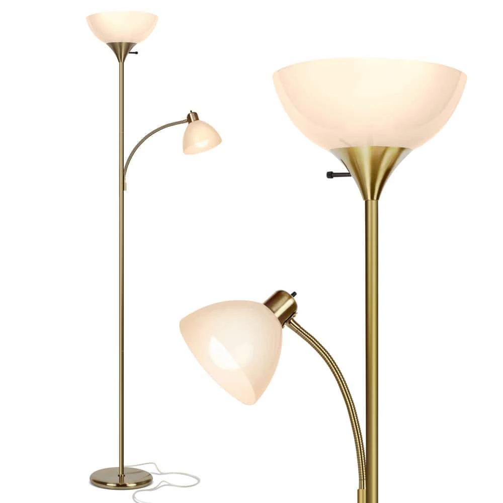 Sky Dome Plus 72 in. Brass Torchiere LED Floor Lamp with 1 Adjustable Arm by Brightech 3 Sky Dome Plus 72 in. Brass Torchiere LED Floor Lamp with 1 Adjustable Arm by Brightech