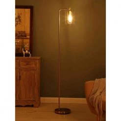 Elizabeth 66 in. Brass Industrial LED Floor Lamp with Glass Shade and Edison Bulb by Brightech -Brightech Sales brass brightech floor lamps fl elzbth bs gd 1f 1000