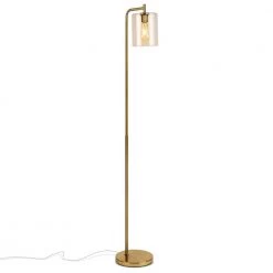 Elizabeth 66 in. Brass Industrial LED Floor Lamp with Glass Shade and Edison Bulb by Brightech