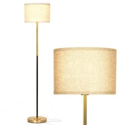 Emery 60 in. Brass Tall Standing LED Floor Lamp with Drum Shade by Brightech
