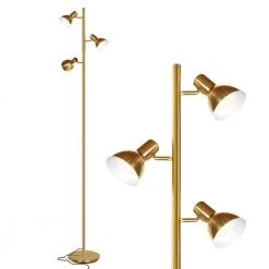 Ethan 65 in. Brass Tree LED Floor Lamp with 3 Adjustable Lights by Brightech