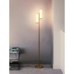 Gemini 64 in. Brass LED Floor Lamp by Brightech 12 Gemini 64 in. Brass LED Floor Lamp by Brightech -Brightech Sales brass brightech floor lamps fl gmni brs 1f 1000
