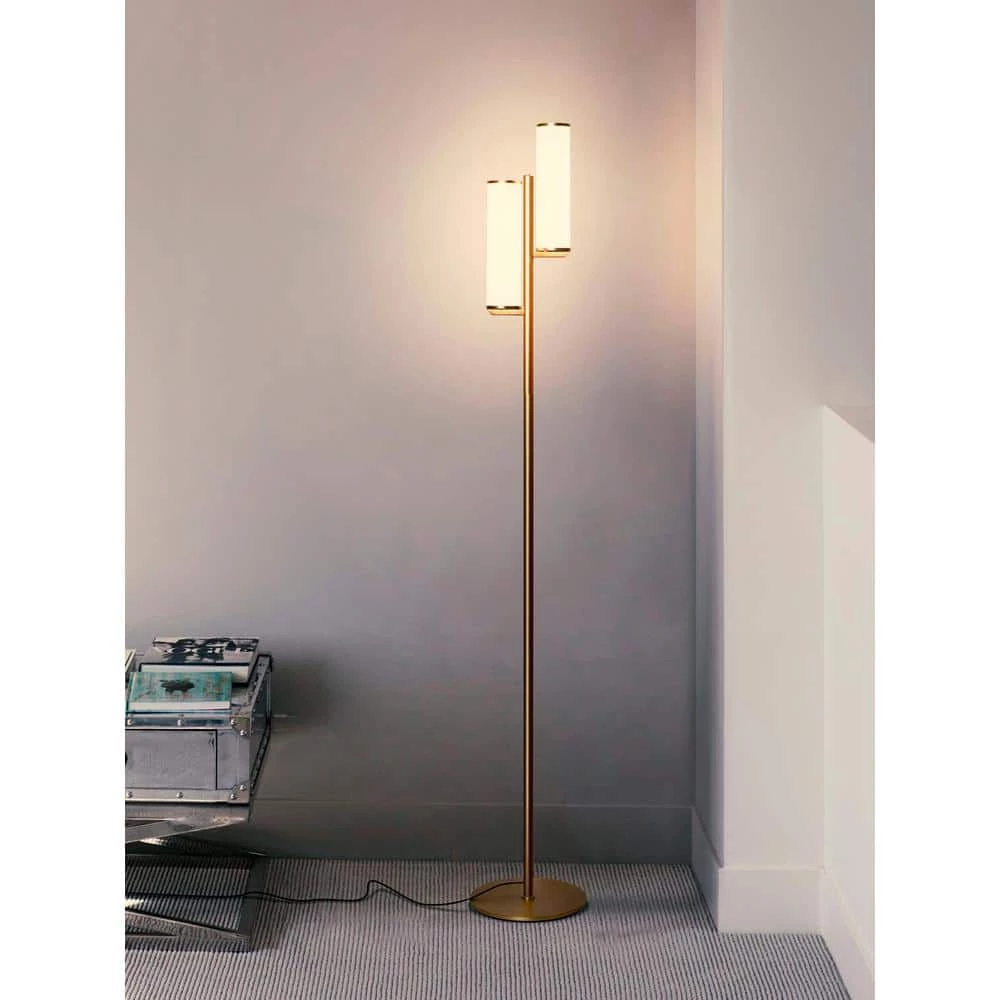 Gemini 64 in. Brass LED Floor Lamp by Brightech 6 Gemini 64 in. Brass LED Floor Lamp by Brightech - Image 4