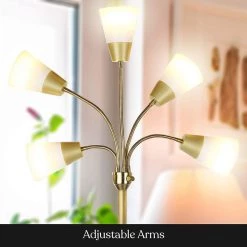 Medusa Modern 78 in. Brass LED Floor Lamp with 5 Interchangeable Color and White Shades by Brightech -Brightech Sales brass brightech floor lamps fl mdsmdrn brs 1f 1000