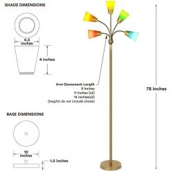 Medusa Modern 78 in. Brass LED Floor Lamp with 5 Interchangeable Color and White Shades by Brightech -Brightech Sales brass brightech floor lamps fl mdsmdrn brs 4f 1000