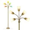 Medusa Modern 78 in. Brass LED Floor Lamp with 5 Interchangeable Color and White Shades by Brightech