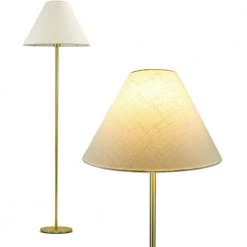 Mika 65 in. Brass Floor Lamp with White Fabric Shade by Brightech