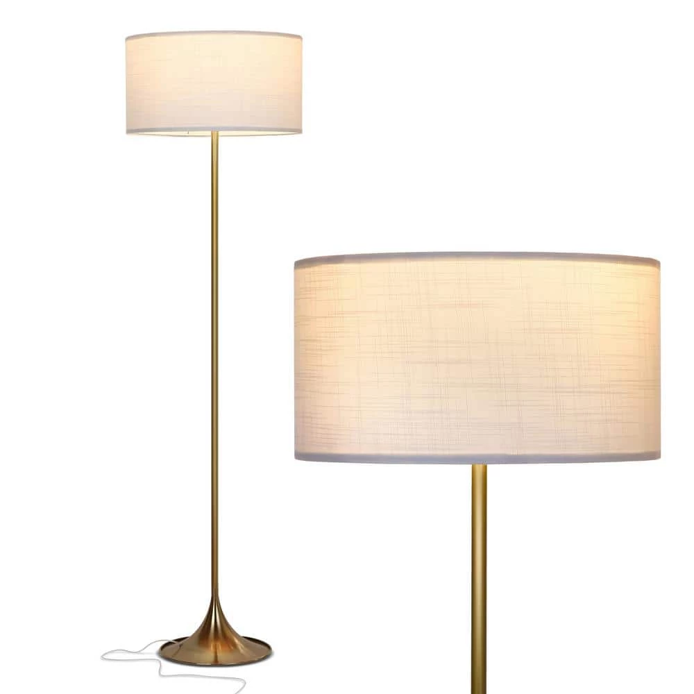 Quinn 60 in. Brass LED Floor Lamp with Drum Shade by Brightech 3 Quinn 60 in. Brass LED Floor Lamp with Drum Shade by Brightech