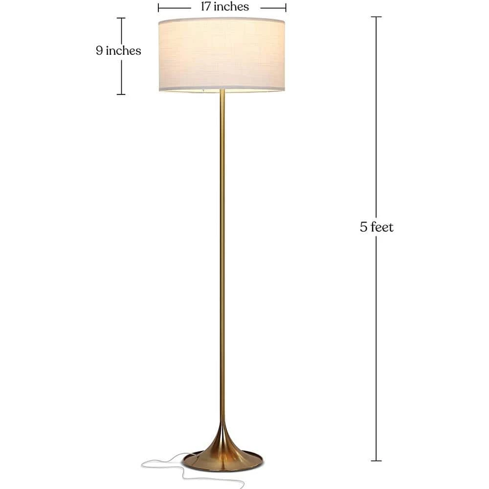 Quinn 60 in. Brass LED Floor Lamp with Drum Shade by Brightech 4 Quinn 60 in. Brass LED Floor Lamp with Drum Shade by Brightech - Image 2