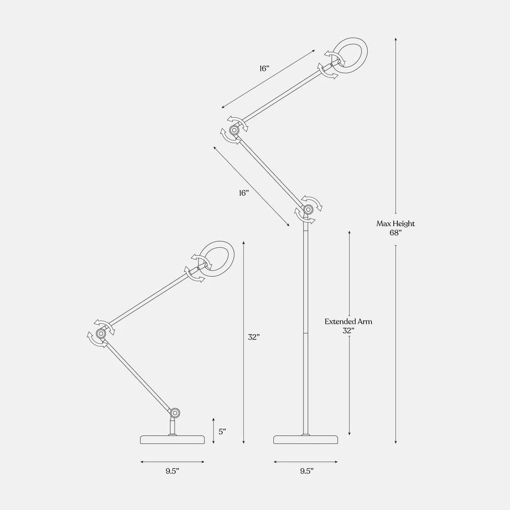 Sage 2 in.-One 68 in. Brass LED Reading Floor Lamp with 3 Brightness Settings by Brightech 7 Sage 2 in.-One 68 in. Brass LED Reading Floor Lamp with 3 Brightness Settings by Brightech - Image 5