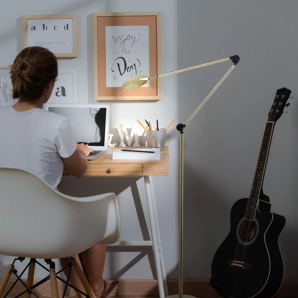 Sage 2 in.-One 68 in. Brass LED Reading Floor Lamp with 3 Brightness Settings by Brightech 4 Sage 2 in.-One 68 in. Brass LED Reading Floor Lamp with 3 Brightness Settings by Brightech - Image 2