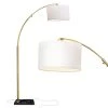 Logan 76 in. Antique Brass Arc LED Floor Lamp with Marble Base by Brightech