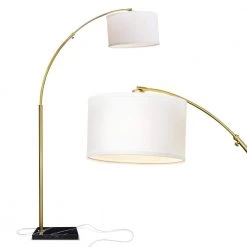 Logan 76 in. Antique Brass Arc LED Floor Lamp with Marble Base by Brightech