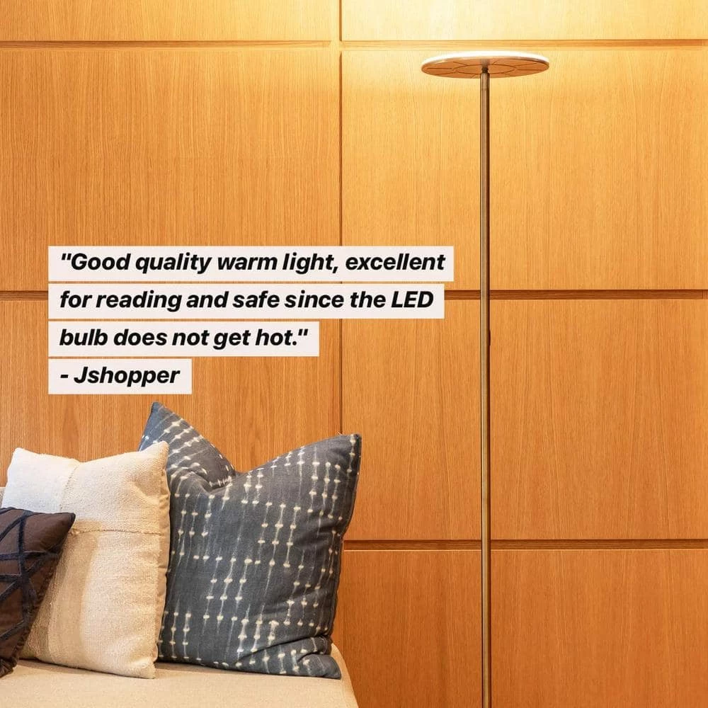 Sky 63 in. Brass Torchiere LED Floor Lamp by Brightech 7 Sky 63 in. Brass Torchiere LED Floor Lamp by Brightech - Image 5