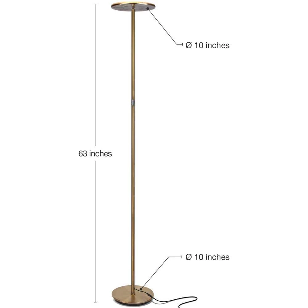 Sky 63 in. Brass Torchiere LED Floor Lamp by Brightech 5 Sky 63 in. Brass Torchiere LED Floor Lamp by Brightech - Image 3