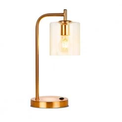 Elizabeth 16 in. Brass LED Table Lamp with Wireless Charging Pad and USB Port by Brightech