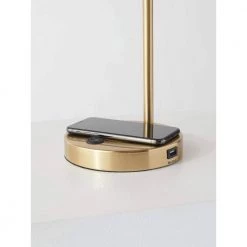 Elizabeth 16 in. Brass LED Table Lamp with Wireless Charging Pad and USB Port by Brightech -Brightech Sales brass brightech floor lamps tl elzbth bs fa 1000