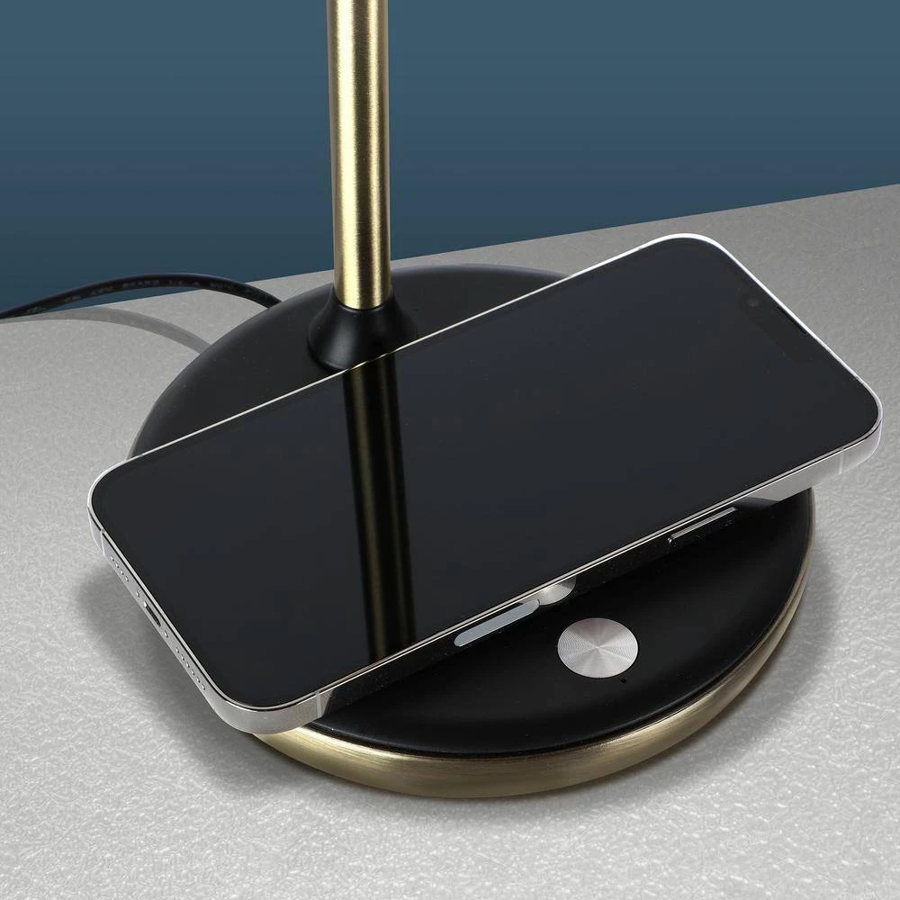 Ezra 16.5 in. Brass LED Table Lamp with Wireless Charging Pad by Brightech 7 Ezra 16.5 in. Brass LED Table Lamp with Wireless Charging Pad by Brightech - Image 5