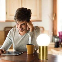 Kai 11 in. Brass LED Table Lamp with Glass Shade by Brightech -Brightech Sales brass brightech table lamps tl kai brs 44 1000