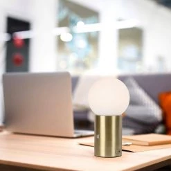 Kai 11 in. Brass LED Table Lamp with Glass Shade by Brightech -Brightech Sales brass brightech table lamps tl kai brs 4f 1000