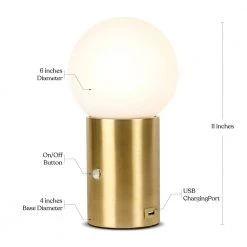 Kai 11 in. Brass LED Table Lamp with Glass Shade by Brightech -Brightech Sales brass brightech table lamps tl kai brs fa 1000