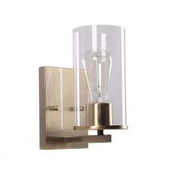 Hipley 10 in. 1-Light Cylinder Brass Wall Sconce by Manor Brook