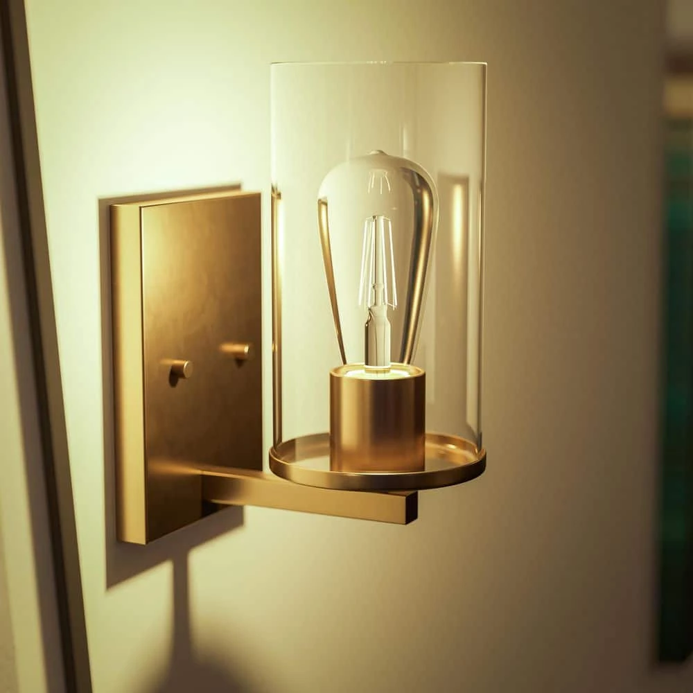 Hipley 10 in. 1-Light Cylinder Brass Wall Sconce by Manor Brook 8 Hipley 10 in. 1-Light Cylinder Brass Wall Sconce by Manor Brook - Image 6