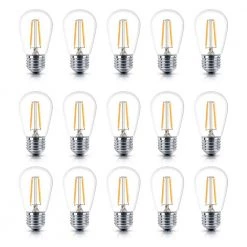 2-Watt S14 Dimmable LED Edison Light Bulbs Soft White 2700K (15-Pack) by Brightech