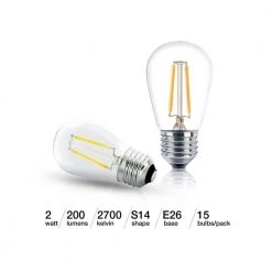 2-Watt S14 Dimmable LED Edison Light Bulbs Soft White 2700K (15-Pack) by Brightech -Brightech Sales brightech edison bulbs hj 4h2m feqn fa 1000