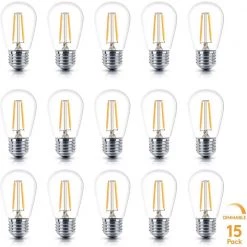 2-Watt S14 Dimmable LED Edison Light Bulbs Warm White 2500K (15-Pack) by Brightech