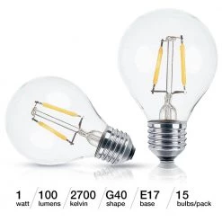 1-Watt G40 Dimmable LED Edison Light Bulbs Soft White 2700K (15-Pack) by Brightech -Brightech Sales brightech edison bulbs vd pk9o 23yo fa 1000