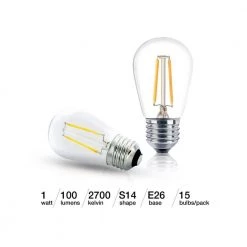 1-Watt S14 Dimmable LED Edison Light Bulbs Soft White 2700K (15-Pack) by Brightech -Brightech Sales brightech edison bulbs x5 s3nm wjy5 fa 1000