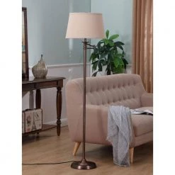 Caden 62 in. Bronze Industrial Style LED Floor Lamp with Swing Arm by Brightech -Brightech Sales bronze brightech floor lamps b1 uvov jmm7 1f 1000