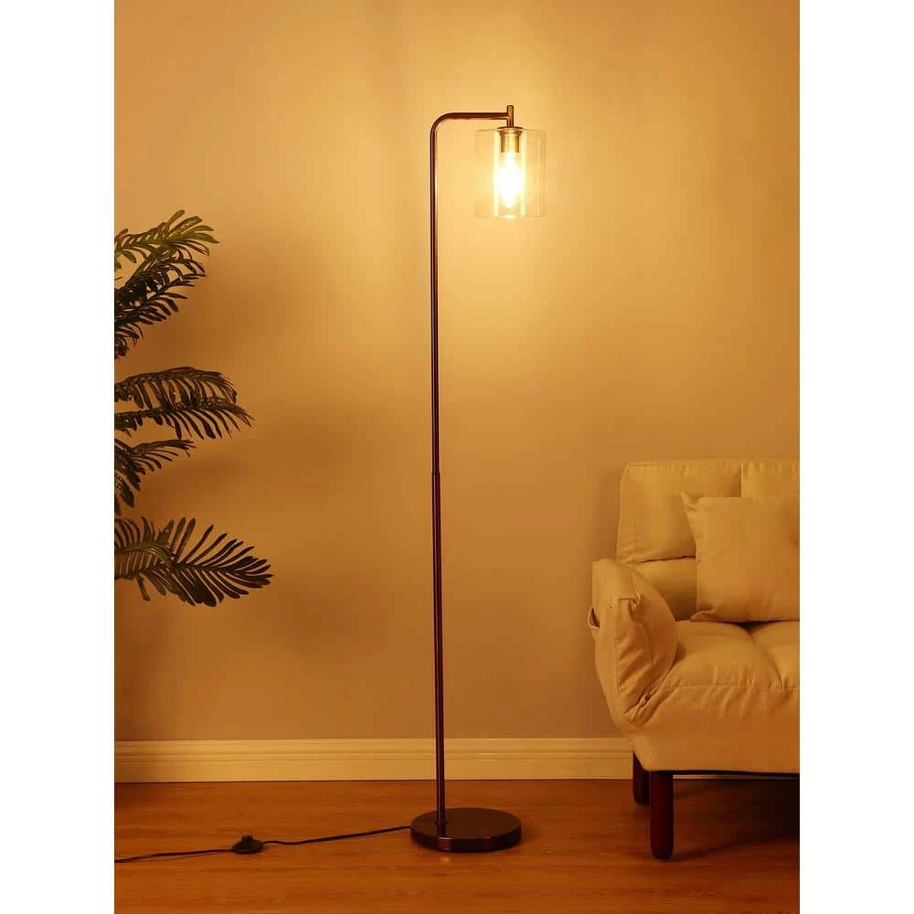 Elizabeth 66 in. Oil-Rubbed Bronze Industrial LED Floor Lamp with Glass Shade and Edison Bulb by Brightech 6 Elizabeth 66 in. Oil-Rubbed Bronze Industrial LED Floor Lamp with Glass Shade and Edison Bulb by Brightech - Image 4