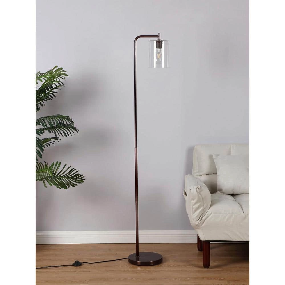 Elizabeth 66 in. Oil-Rubbed Bronze Industrial LED Floor Lamp with Glass Shade and Edison Bulb by Brightech 5 Elizabeth 66 in. Oil-Rubbed Bronze Industrial LED Floor Lamp with Glass Shade and Edison Bulb by Brightech - Image 3