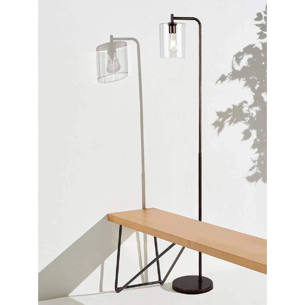 Elizabeth 66 in. Oil-Rubbed Bronze Industrial LED Floor Lamp with Glass Shade and Edison Bulb by Brightech 4 Elizabeth 66 in. Oil-Rubbed Bronze Industrial LED Floor Lamp with Glass Shade and Edison Bulb by Brightech - Image 2