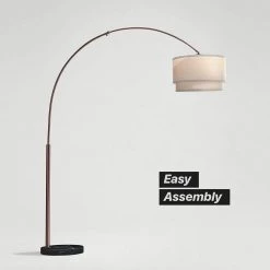 Mason 81 in. Bronze Arc LED Floor Lamp with Drum Shade by Brightech 10 Mason 81 in. Bronze Arc LED Floor Lamp with Drum Shade by Brightech -Brightech Sales bronze brightech floor lamps y6 5ehu pt5m 1f 1000