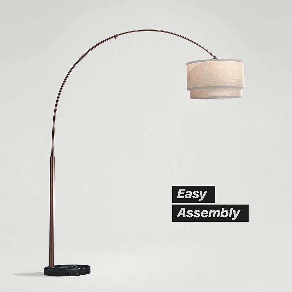 Mason 81 in. Bronze Arc LED Floor Lamp with Drum Shade by Brightech 6 Mason 81 in. Bronze Arc LED Floor Lamp with Drum Shade by Brightech - Image 4