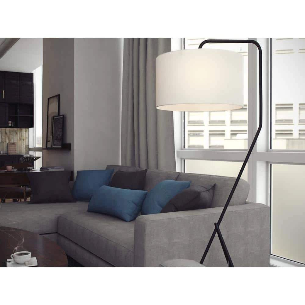 Enoch 60 in. Bronze Tripod Arc Floor Lamp with Drum Shade by Manor Brook 4 Enoch 60 in. Bronze Tripod Arc Floor Lamp with Drum Shade by Manor Brook - Image 2